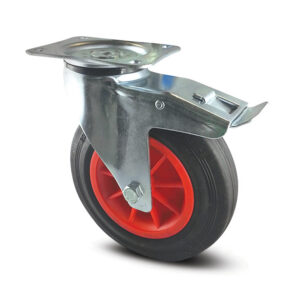 3377PVR200P63 Red Centre Braked Castor